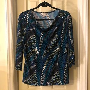 Christopher & Banks 3/4 Sleeve Scoop Neck Blouse, L